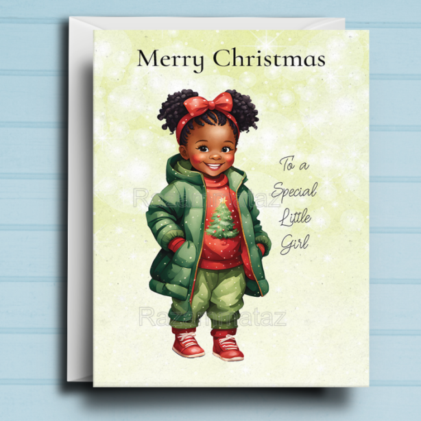 Black Girl D Christmas Card